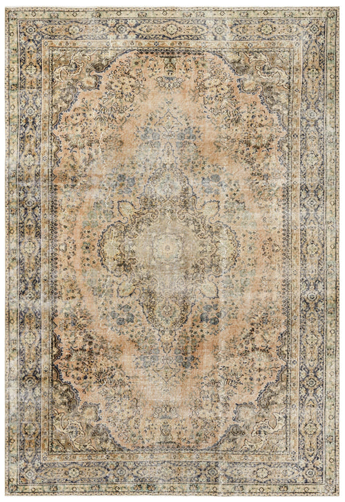 Handmade Wool Rug – Vintage Medallion Design Beige Cotton Wool Blend 5x9 Feet
