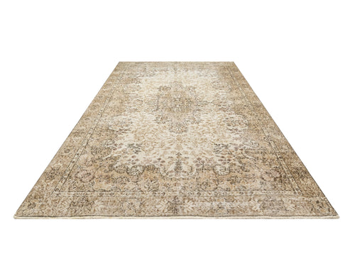 Handmade Wool Rug – Vintage Brown Medallion Cotton Blend 5'3" x 9'6"