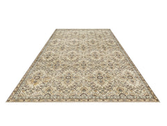 Handmade Wool Rug – Vintage Floral Pattern Carpet 6x9 Feet Cream Cotton Blend