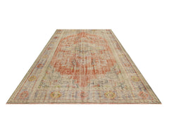 Vintage Wool Rug – Handmade Red Medallion Carpet 6x8 Area Rug | Durable Cotton Blend