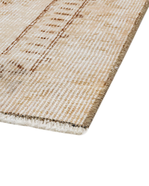 Handmade Wool Cotton Rug – Vintage Beige Medallion Patterned Carpet 4x9 Ft