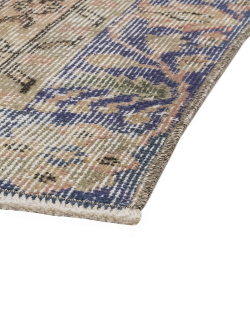 Handmade Wool Rug – Vintage Navy Medallion 6x7 Feet Cotton Wool Blend Carpet