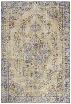 Handmade Wool Rug – Vintage Navy Medallion 6x7 Feet Cotton Wool Blend Carpet