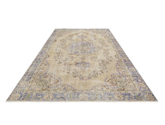 Handmade Wool Rug – Vintage Navy Medallion 6x7 Feet Cotton Wool Blend Carpet