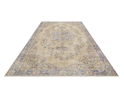 Handmade Wool Rug – Vintage Navy Medallion 6x7 Feet Cotton Wool Blend Carpet