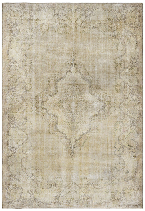 Handmade Wool Rug - Vintage Brown Medallion 6x9 Cotton Blend Area Carpet