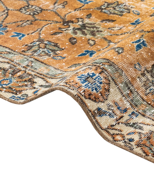 Handmade Wool Rug | Vintage Orange Frame Cotton Wool Blend Carpet 6'10" x 10'7"