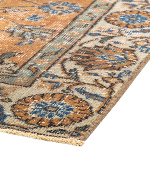 Handmade Wool Rug | Vintage Orange Frame Cotton Wool Blend Carpet 6'10" x 10'7"