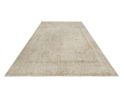 Handmade Wool Cotton Rug – Vintage Brown Medallion 6'8" x 10'2" Area Carpet