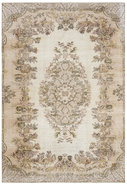 Handmade Wool Rug – Vintage Brown Medallion 6x9 Area Rug Cotton Blend