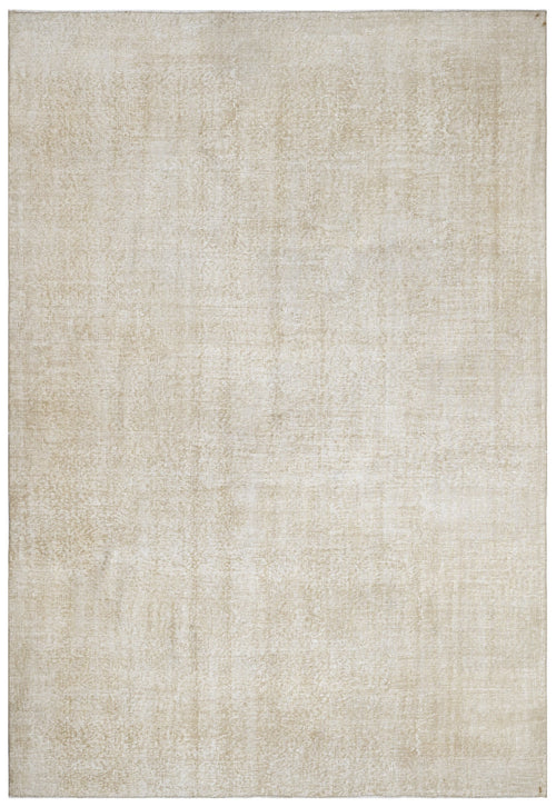 Handmade Wool Rug – Vintage Beige Cotton Area Rug 6'6" x 9'6" Durable Natural Fiber