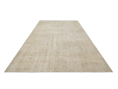 Handmade Wool Rug – Vintage Beige Cotton Area Rug 6'6" x 9'6" Durable Natural Fiber
