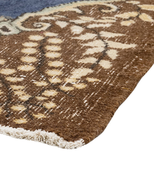 Handmade Wool Cotton Rug – Vintage Navy Medallion 5x9 Durable Area Carpet