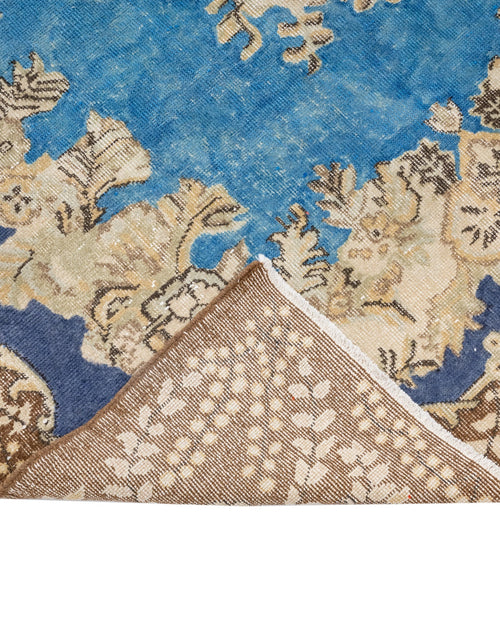 Handmade Wool Cotton Rug – Vintage Navy Medallion 5x9 Durable Area Carpet