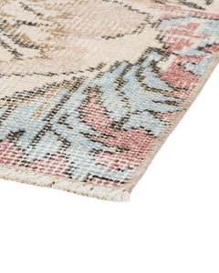 Handmade Wool Cotton Rug - Vintage Pink Medallion Carpet 6'8" x 10' Durable Bohemian Style