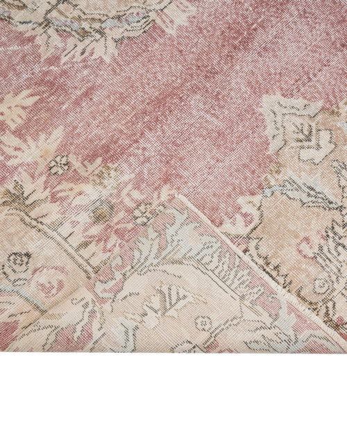 Handmade Wool Cotton Rug - Vintage Pink Medallion Carpet 6'8" x 10' Durable Bohemian Style