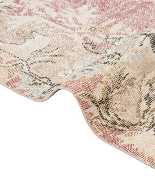 Handmade Wool Cotton Rug - Vintage Pink Medallion Carpet 6'8" x 10' Durable Bohemian Style