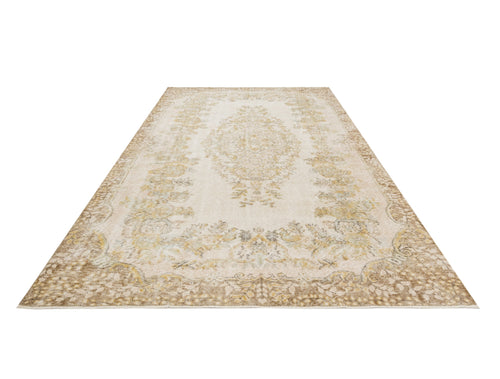 Handmade Wool Cotton Rug – Vintage Brown Medallion 4'9" x 8'2" Area Carpet