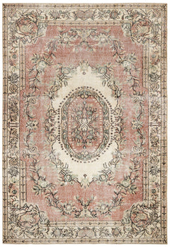 Handmade Wool Rug - Vintage Red Medallion 5'9" x 9'1" Cotton Blend Area Rug