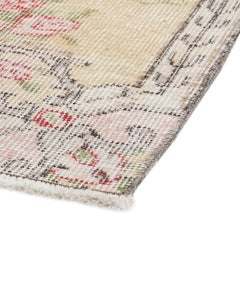 Handmade Wool Rug – Vintage Green Medallion Cotton Blend 5'4" x 8'11"