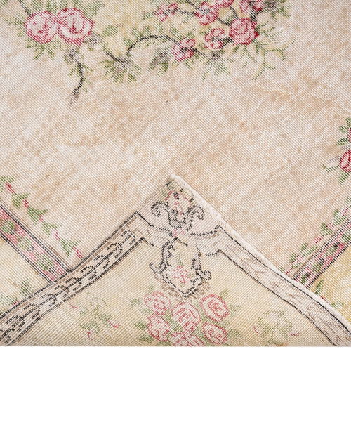 Handmade Wool Rug – Vintage Green Medallion Cotton Blend 5'4" x 8'11"