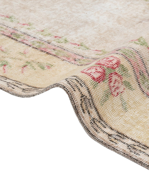 Handmade Wool Rug – Vintage Green Medallion Cotton Blend 5'4" x 8'11"