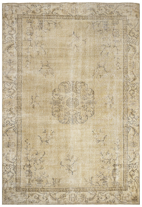 Handmade Wool Rug – Vintage Brown Medallion 6x10 Area Rug Cotton Blend