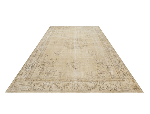 Handmade Wool Rug – Vintage Brown Medallion 6x10 Area Rug Cotton Blend