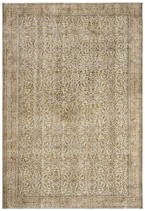 Handmade Wool Rug - Vintage Brown Frame 6x7 Foot Soft Cotton Blend Carpet