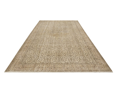 Handmade Wool Rug - Vintage Brown Frame 6x7 Foot Soft Cotton Blend Carpet