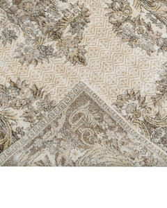 Handmade Wool Rug - Vintage Brown Medallion Cotton Blend 5x9 Feet Area Carpet