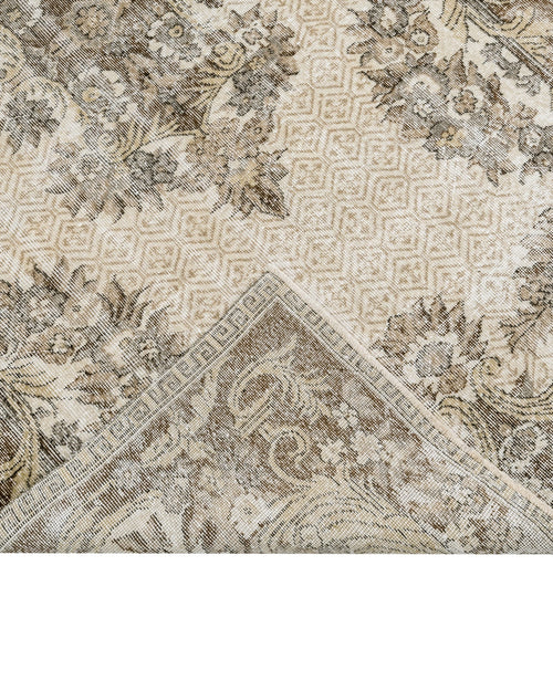 Handmade Wool Rug - Vintage Brown Medallion Cotton Blend 5x9 Feet Area Carpet