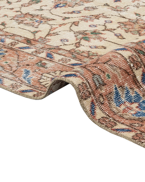 Handmade Wool Rug - Vintage Red Frame 4x8 Feet Durable Wool Cotton Carpet