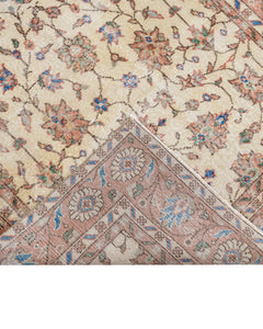 Handmade Wool Rug - Vintage Red Frame 4x8 Feet Durable Wool Cotton Carpet