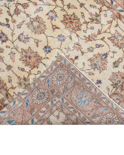 Handmade Wool Rug - Vintage Red Frame 4x8 Feet Durable Wool Cotton Carpet