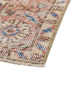 Handmade Wool Rug - Vintage Red Frame 4x8 Feet Durable Wool Cotton Carpet