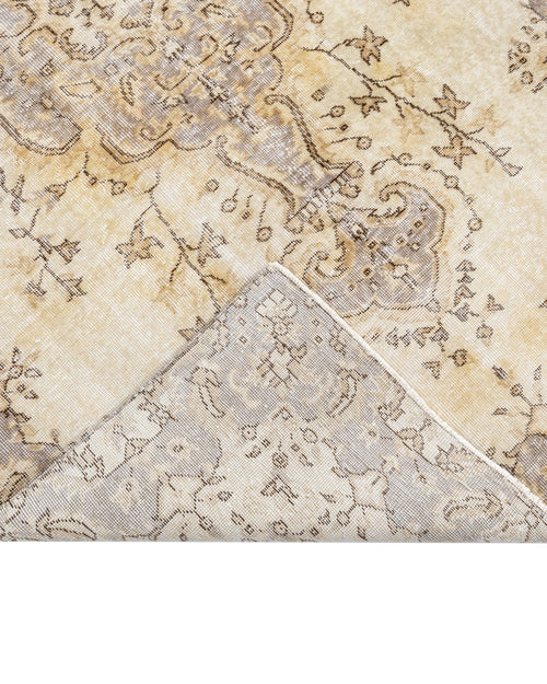 Handmade Wool Cotton Rug – Vintage Brown Medallion Carpet 5'5" x 8'10"