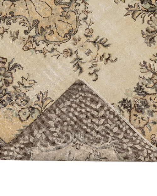 Handmade Wool Cotton Rug – Vintage Brown Medallion 5'10" x 9'8" Area Carpet