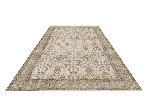 Handmade Wool Rug - Vintage Brown Frame Cotton Blend Area Rug 5'6" x 9'3"