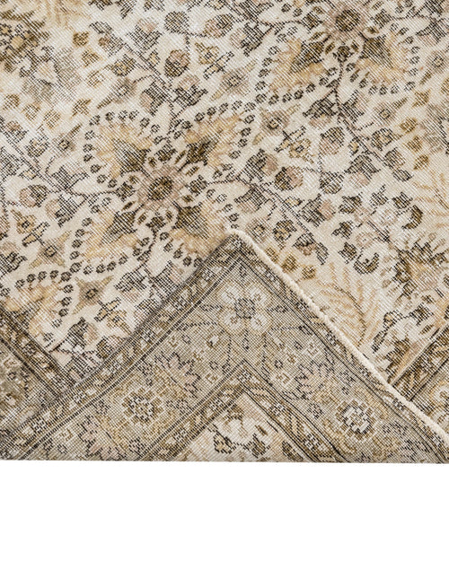 Handmade Wool Rug - Vintage Brown Frame Cotton Blend Area Rug 5'6" x 9'3"