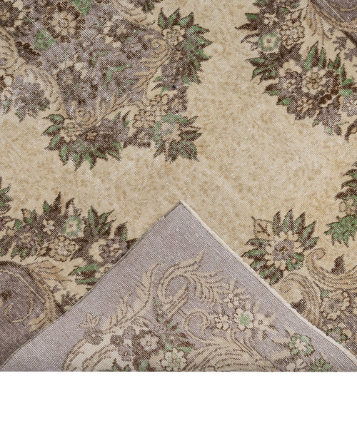 Handmade Wool Rug Vintage Brown Medallion 5'4" x 8'6" Cotton Blend Area Rug