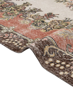 Handmade Wool Rug - Vintage Brown Medallion Cotton Blend, 5'10" x 10'4"