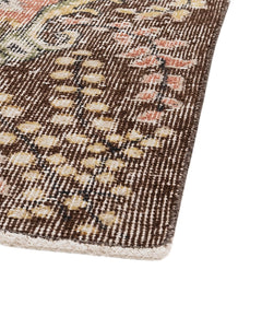 Handmade Wool Rug - Vintage Brown Medallion Cotton Blend, 5'10" x 10'4"