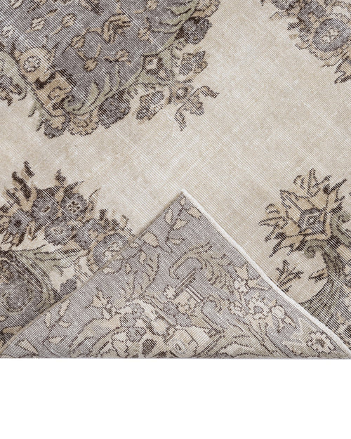 Handmade Wool Rug - Vintage Grey Medallion Carpet 5'8"x8'7" Durable Soft Natural Fiber