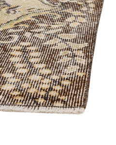 Handmade Wool Rug – Vintage Brown Medallion 6x9 Cotton Blend Carpet for Living Room