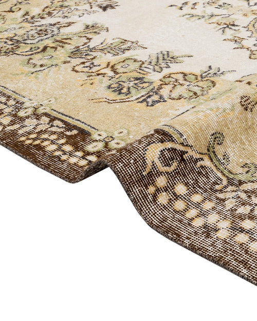 Handmade Wool Rug – Vintage Brown Medallion 6x9 Cotton Blend Carpet for Living Room