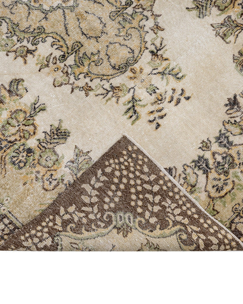 Handmade Wool Rug – Vintage Brown Medallion 6x9 Cotton Blend Carpet for Living Room