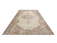 Handmade Wool Rug - Vintage Brown Medallion Carpet 5'5" x 8'4" | Soft Natural Fiber