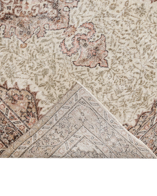 Handmade Wool Rug - Vintage Brown Medallion Carpet 5'5" x 8'4" | Soft Natural Fiber