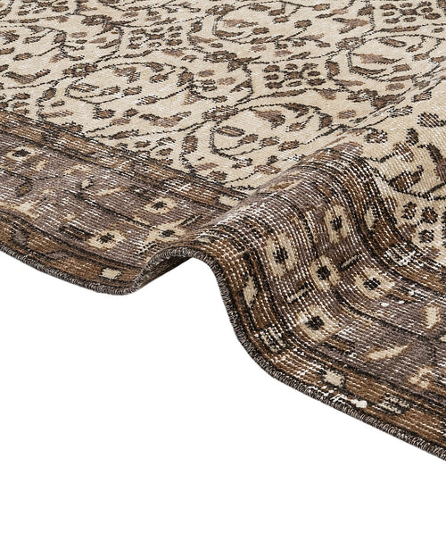 Handmade Wool Cotton Rug – Vintage Brown Frame 5x9 Feet Rustic Area Carpet